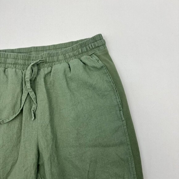 Lana Roux Women’s Linen Blend Jogger Pants Drawstring Green Size Small Pockets - Picture 3 of 9